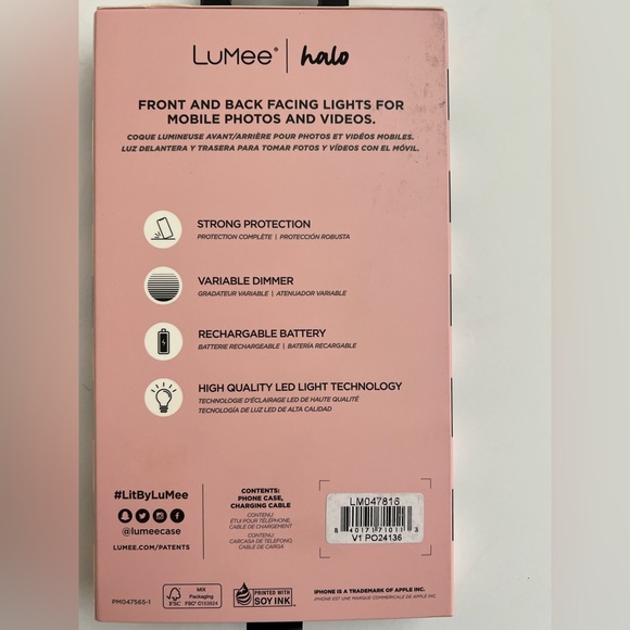 NIB LuMee Halo Light Up Selfie Case for Apple iPhone  Hot Pink Voltage - Picture 11 of 11